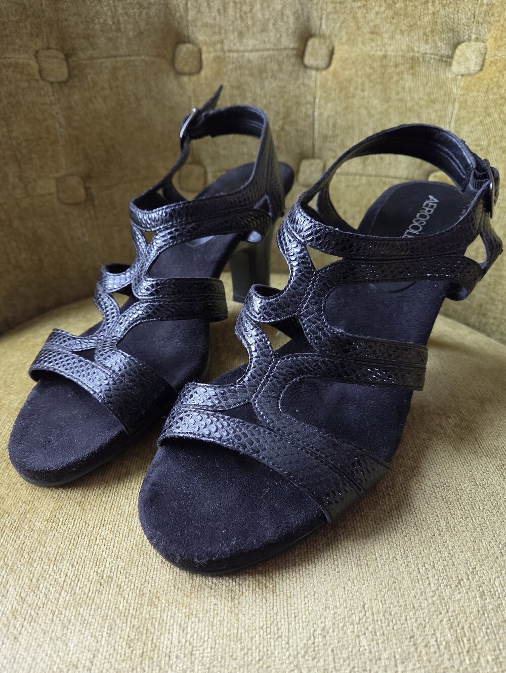 Aerosoles Black Strappy Heeled Sandals